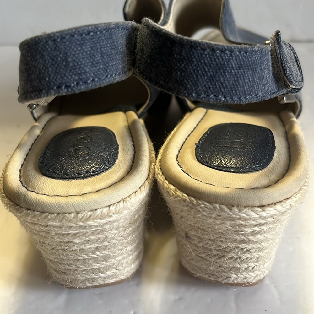 B.O.C. open toe denim wedge sling back sandals - Picture 7 of 10